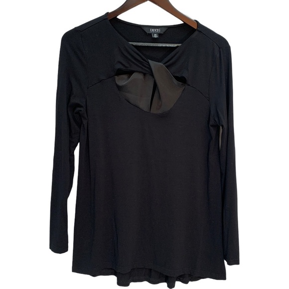 𝅺ISAAC Mizrahi🖤Black Long Sleeve Top Crossover Front Size S - Picture 4 of 9